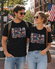 USA Patriotic Landmarks American Flag Eagle Statue of Liberty Graphic T-Shirt