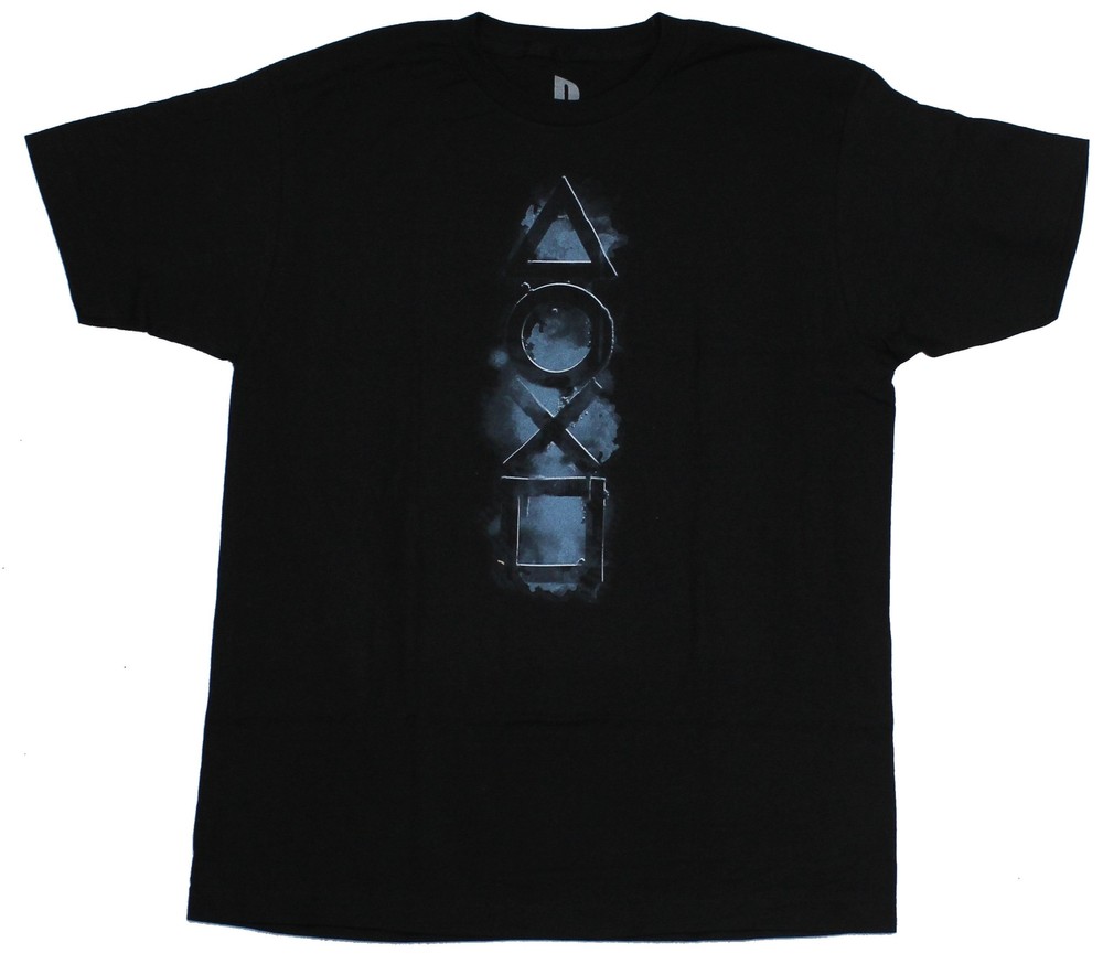 PlayStation Mens T-Shirt – Shadowy Button Symbols Image