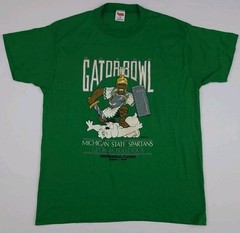 Vintage Michigan State University Spartans Gator Bowl 1988 Print T Shirt Rare