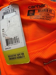 Carhartt Force High Visibily Size 3XL Tall Reflective NWT Relaxed Fit Bright Ora