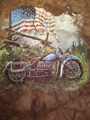 The Mountain Ted Blaylock Tie Dye Motorcycle Eagle American Flag Shirt Large
