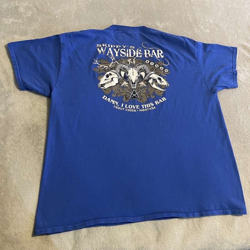 Vintage Shirt Men XL Blue Streetwear Montana Crew Neck Workout Gym Y2K Tee