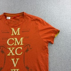 Hugo Boss Shirt Mens Large Orange Short Sleeve Roman Numeral Boss Orange Adult