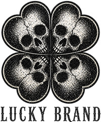 Lucky Brand No Luck Given Graphic Tee Dark Gothic Rabbit Streetwear Shirt