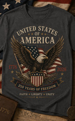 American Eagle 1776-2026 Commemorative T-Shirt Vintage Patriotic Design