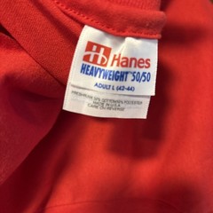 Vintage Single Stitch Hanes Heavyweight 50/50 Red Blank Shirt Size Large