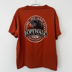 Vintage Ocean City, MD Ropewalk Bar & Restaurant Black Lab Dog Graphic Tee – L