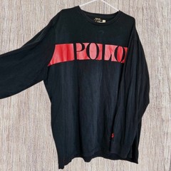 Polo Ralph Lauren Long Sleeve T-Shirt Black w Red Pony And Spellout Sz 3XL