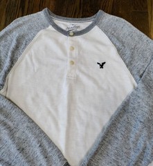 American Eagle Thermal Base Layer Men’s M Ivory Gray Logo Y2K NWOT Cotton Blend