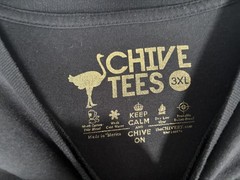 Chive Tees Black Shirt Green Logo 3XL 25 1/2 Inch Across 30 Inch Tall