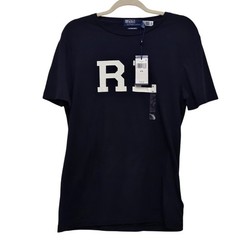 Polo Ralph Lauren T-Shirt Mens Medium Navy RL Graphic Custom Slim Fit Casual