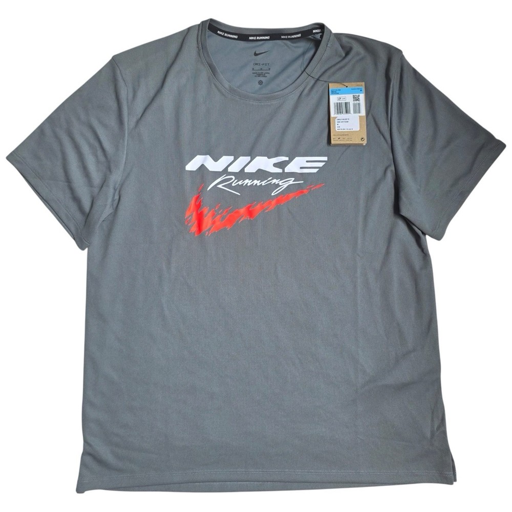 Nike Men’s Miler Dri-FIT Running T-Shirt in Smokey Grey BNWT Size Medium