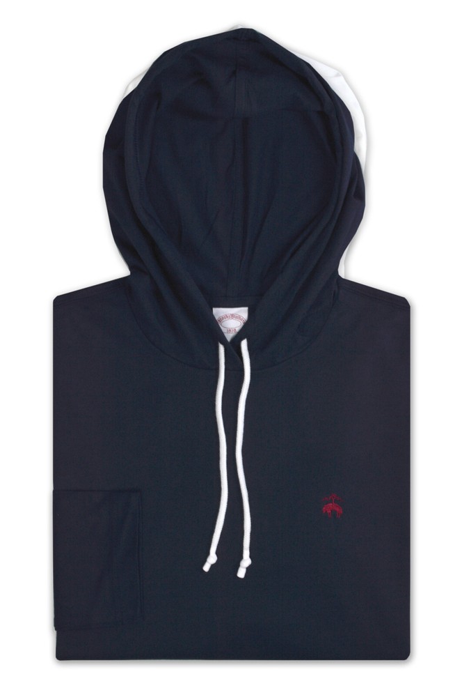 Brooks Brothers Mens Navy Blue Long Sleeve Light Hooded Shirt, Medium M BB-150