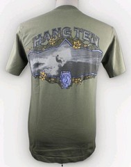 Vintage Mens 80s Hang Ten Beige Surf T shirt Graphic M USA Single Stitched