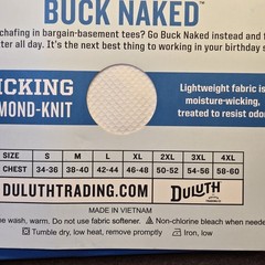 Duluth Trading Co Men’s White Go Buck Naked Performance Crew Undershirt Size XL