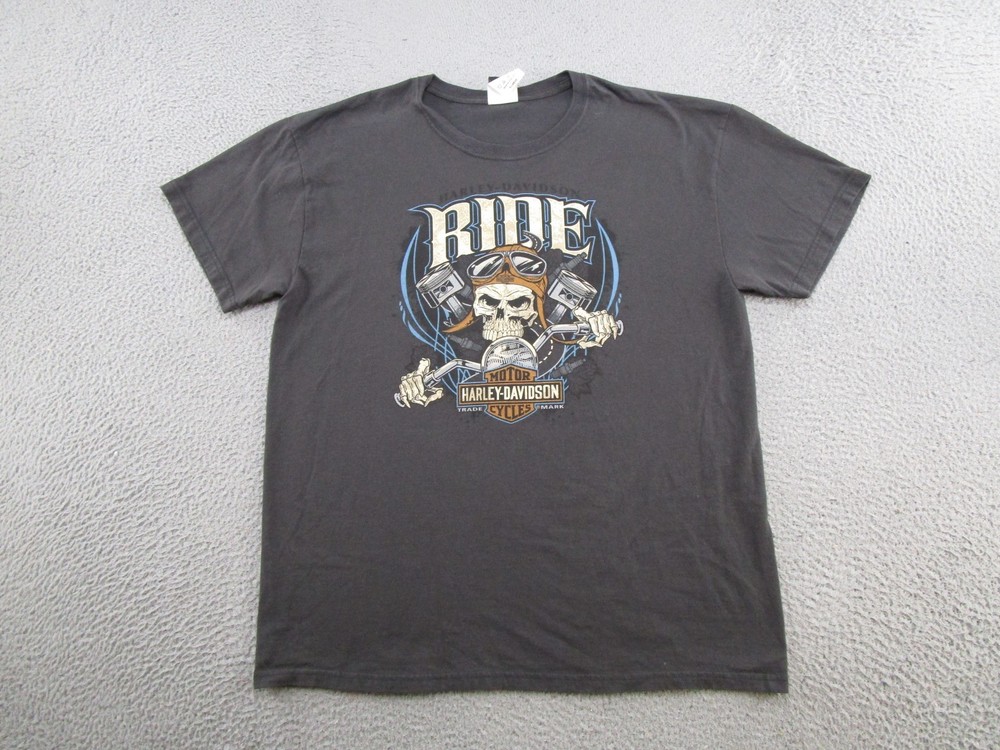 Harley Davidson Skeleton Skull Ride Fairbanks Alaska Shirt Size XL Biker