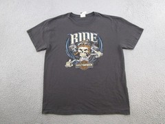 Harley Davidson Skeleton Skull Ride Fairbanks Alaska Shirt Size XL Biker