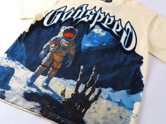 Buchstaben gedruckt Wasser Waschen T-Shirt Männer und Frauen Retro Kurzarm