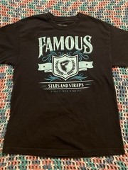 Y2K Famous Stars And Straps Logo T Shirt Sz L Black Hip Hop Grunge Rock
