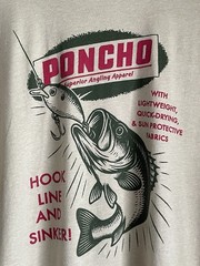 Poncho T-shirt Men’s Large Beige Short Sleeve Stretch Outdoors Fish