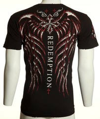 ARCHAIC by AFFLICTION Mens T-shirt Spine Wings Black Regular Fit S-2XL