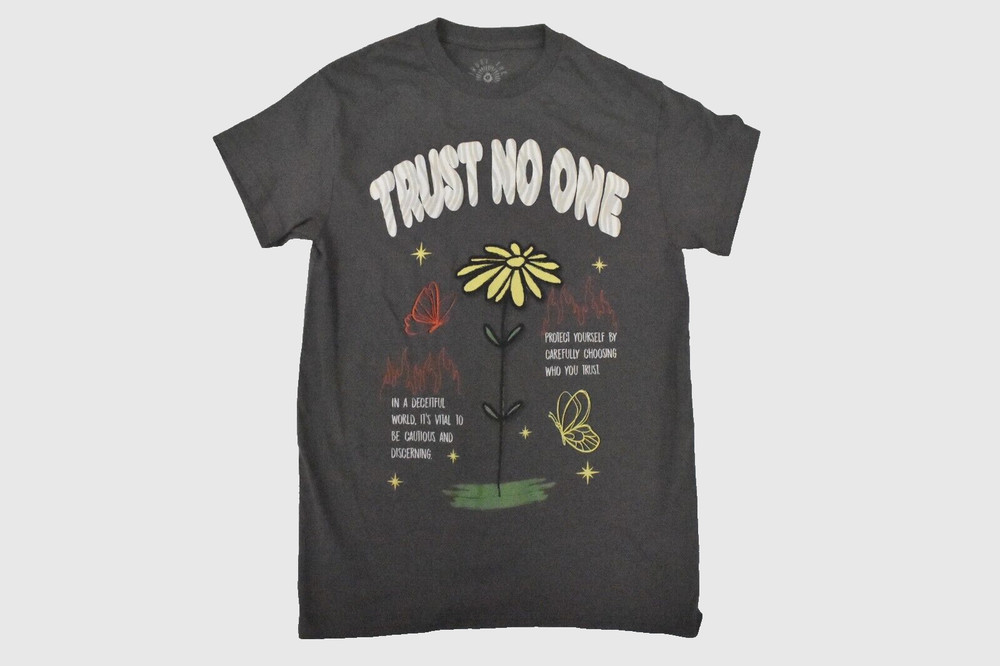 Trust The Universe Mens Trust No One Puff Print Shirt New Small
