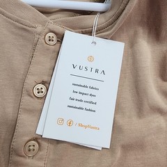 Vustra Shirt Mens L Beige Long Sleeve Henley Organic Cotton Sustainable Casual