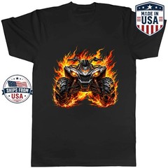 Flaming ATV Quad Bike Graphic T-Shirt Off Road Rider Design