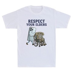 Respect Your Elders Retro Smartphone Technology Funny Meme Quote Men’s T-Shirt