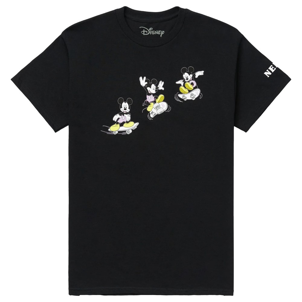 Neff x Disney Mens Mickey Mouse Skateboarding Kick Flip Landed It Shirt NWT S-XL