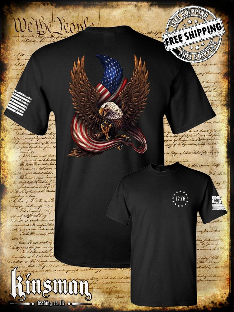American Flag / Eagle 1776 2-Sided T-Shirt / Patriot Freedom USA 2nd Amendment