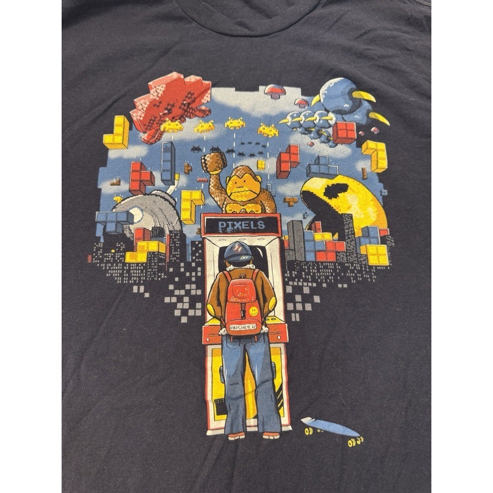 Arcader T Shirt Size Large Blue Mash Up Chest 19 In Length 29 In Used