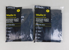 4pc Walls Working Man’s Short Sleeve Pocket T-Shirts Black 42-44, Large #A338