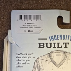 Duluth Trading Co Men’s White Go Buck Naked Performance Crew Undershirt Size XL