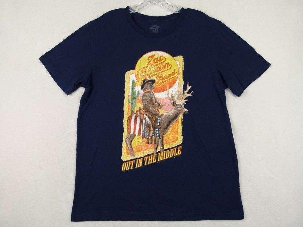 Zac Brown Band Men’s Large Navy Out In The Middle Tour T-Shirt