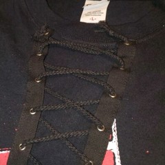 Size LARGE The Police World Tour Black T-Shirt Custom Lace Up 2007-2008 Tee EUC