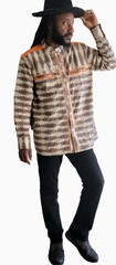 African Men’s Dashiki Shirt Woodin Print ( shirt chest: 48 in)
