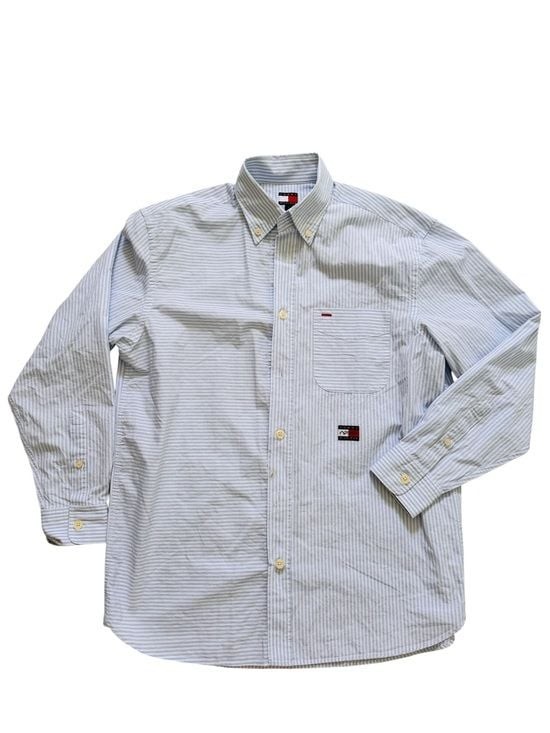 NWT Tommy Hilfiger Blue White Striped Button Down Oxford Shirt Size S