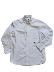 NWT Tommy Hilfiger Blue White Striped Button Down Oxford Shirt Size S