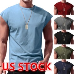 US Freebily Men’s Tank Tee Shirt Bodybuilding Sleeveless T-Shirts Gym Tank Tops