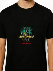 Men’s Black Deftones Adrenaline Graphic T-Shirt with Cat Print Retro Cotton Tee