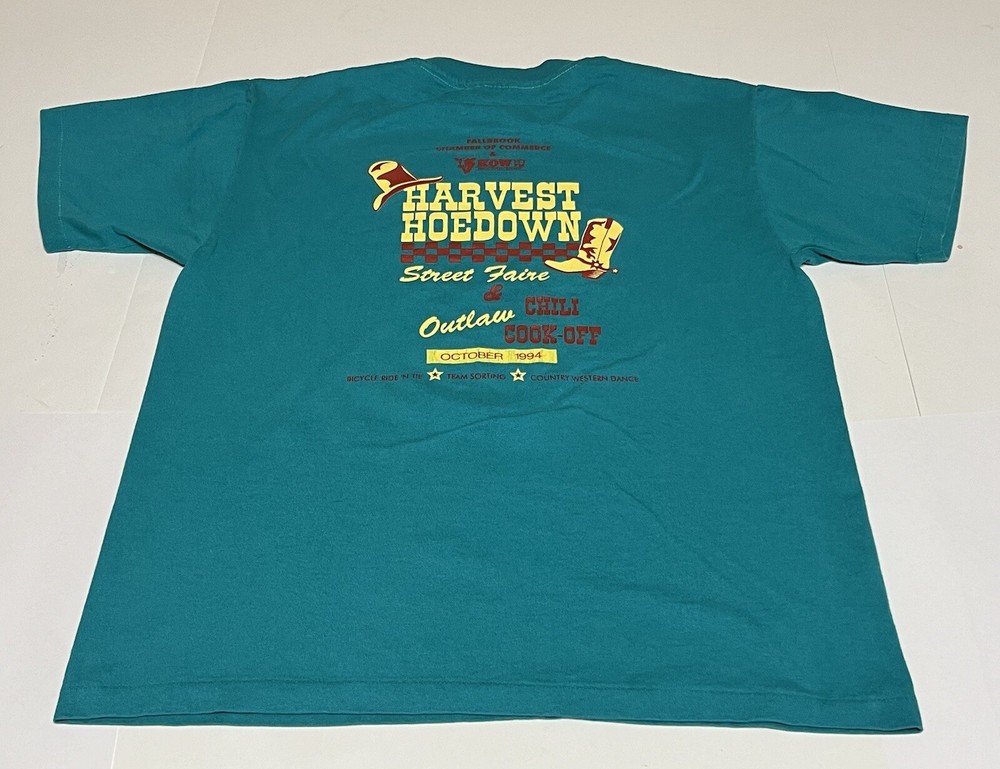 Vtg 94 Graphic T Shirt Mens L Harvest HoeDown Street Fair Fallbrook California
