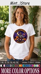 Halloween Raccoon Shirt, Cute Witch Hat Pumpkin Spooky Tee