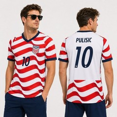 Custom Name USA Soccer Jersey Red White Stripe V-Neck Shirt For Fans