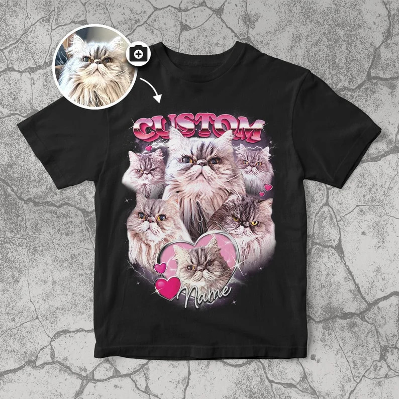 Custom Pet Portrait Bootleg Shirt Personalized Dog Cat