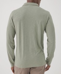 Pact Men’s Field Midweight Slub Long Sleeve Polo Small Shadow Green Top
