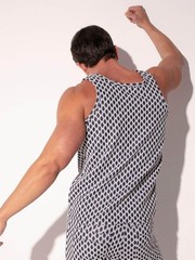 CODE 22 Razor Geometric Jacquard Tank Top – Men’s Textured Summer Vest