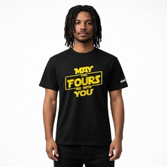 Men’s Black MAY THE FOURS Sneaker T-shirt to Match Air Jordan 4 Retro ‘Thunder’