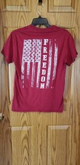 Mens Small Red Patriotic Graphic Tee. Cotton. Short Sleeve. Light Weight Machine