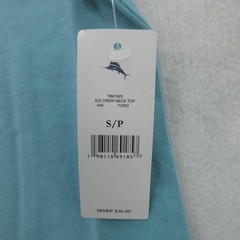 Tommy Bahama Shirt Mens Small Turquoise S/S Crew Neck Top Tee Stretch Cotton